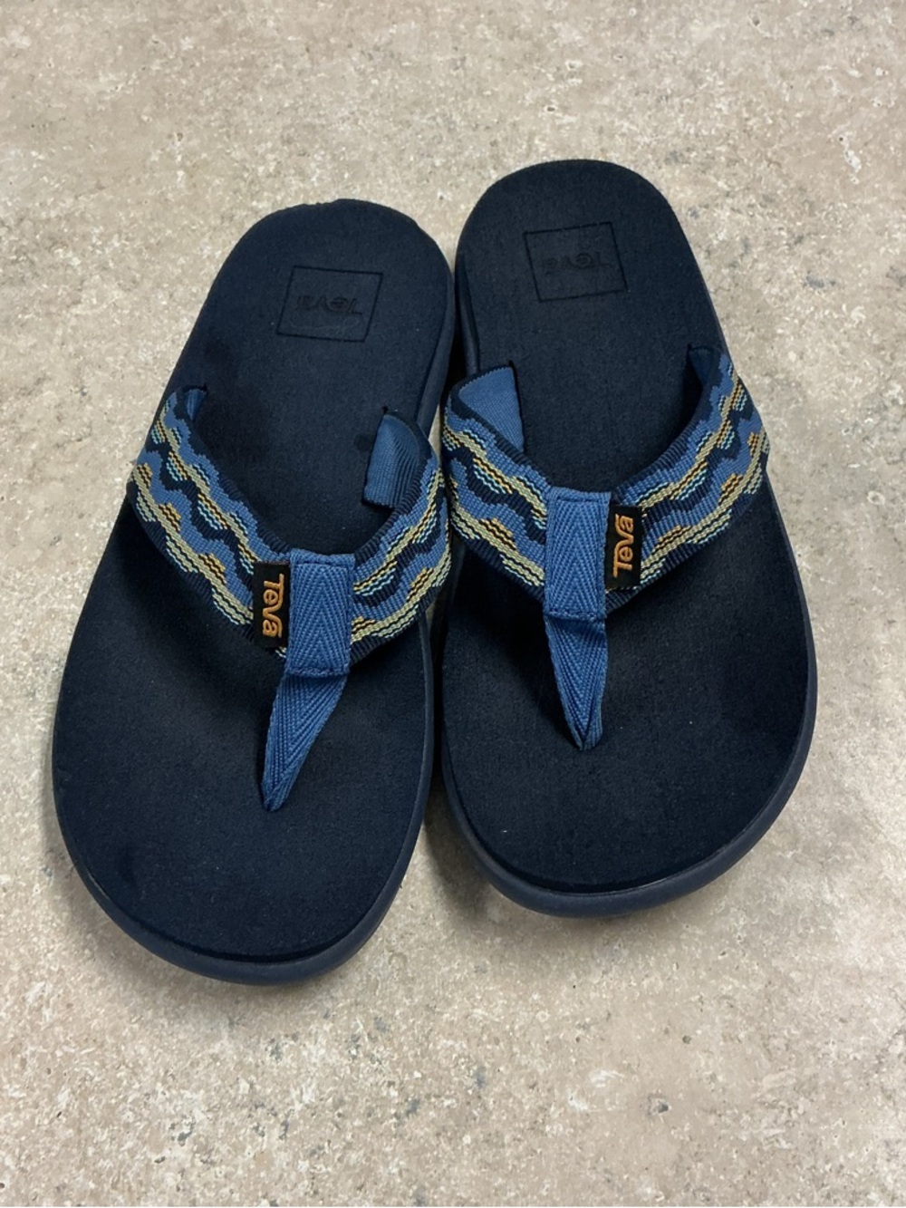 Teva Voya SZ 4 Sandals Flip Flop Thong Blue/ Yellow Outdoors Hiking Adventure